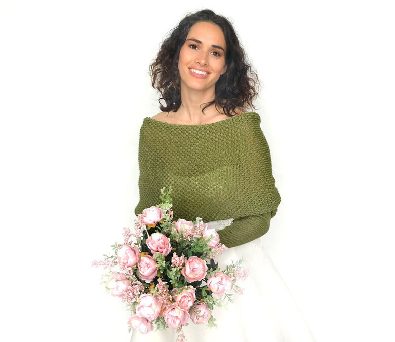 Wedding sweater olive green, bridal jacket, cover up, knitted shrug, WG27